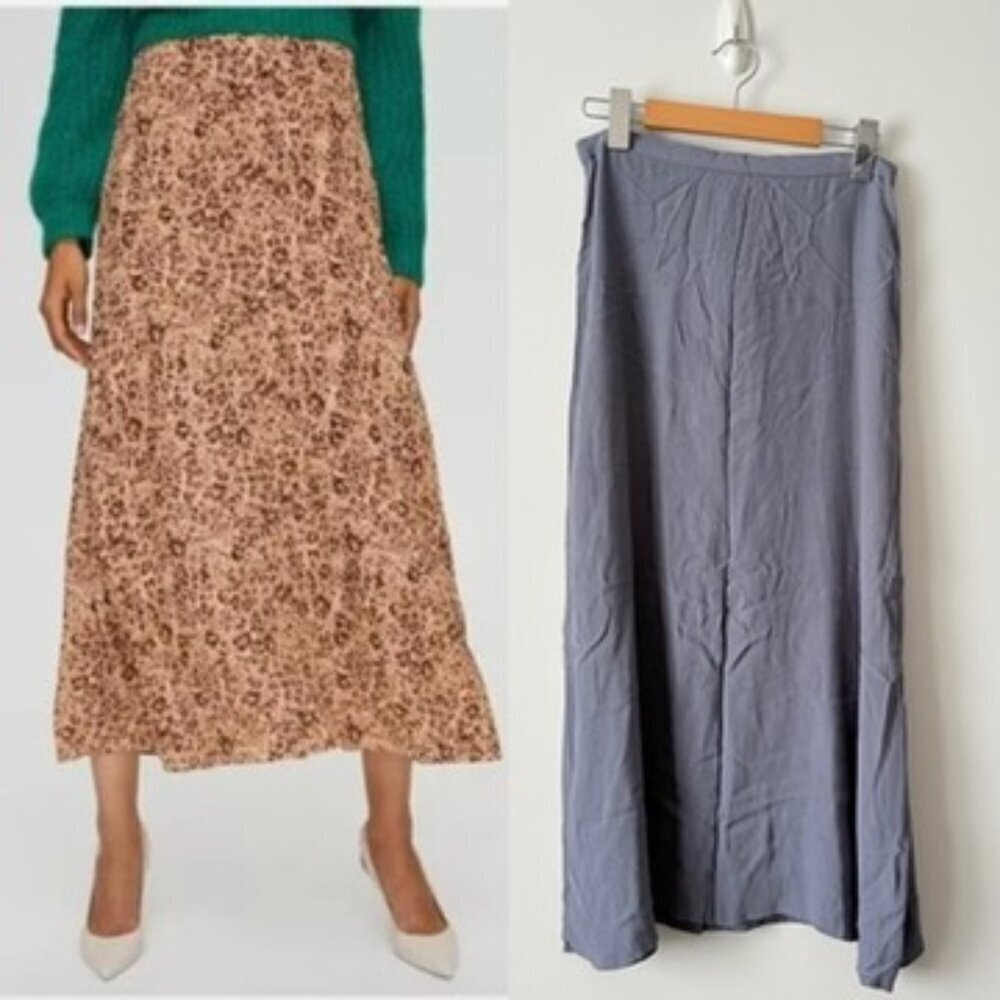 Aritzia Wilfred Flowy Midi Skirt Dusty Blue Size 4